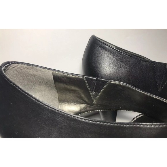 Ann Taylor LOFT Womens Peep Toe Pumps High Heels Black US 8 3" Heel - Picture 8 of 9